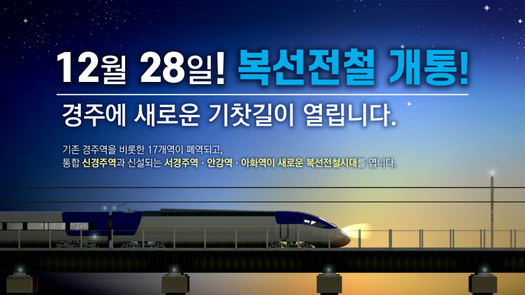 1. 경주시, 28일 새로운 철도 개통으로 철도노선·기차역 바뀐다