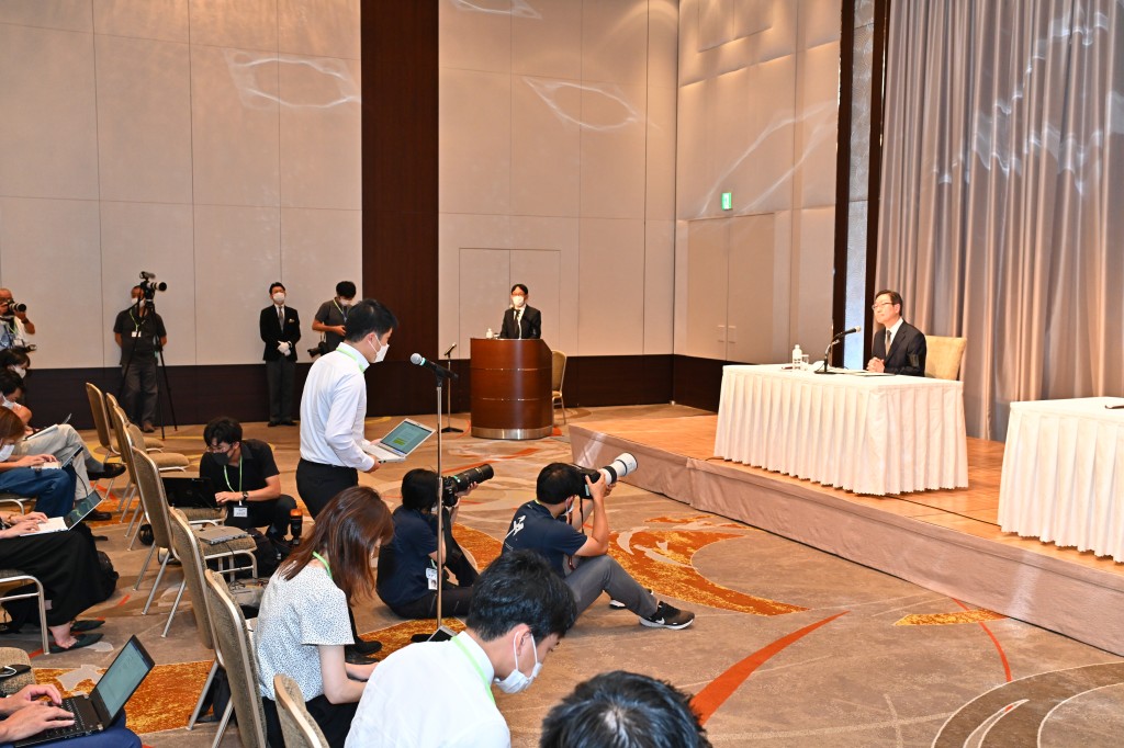 지난 7월 11일 기자회견을 하고 있는 다나카 토미히로 세계평화통일가정연합 일본회장2